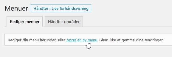 husk-min-hjemmeside-opret ny menu i wordpress